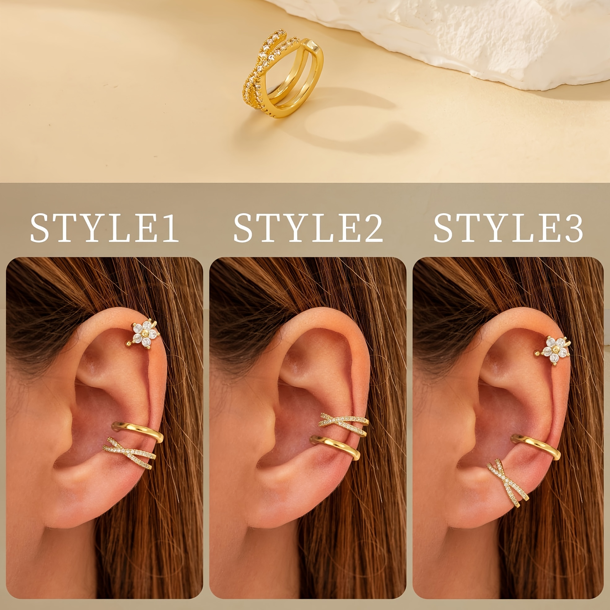 Women's Dainty Ear Cuffs Clip-On Earrings, Trendy Design