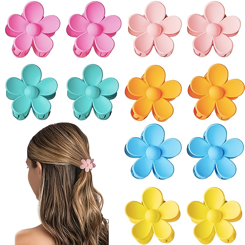 12pcs small hair clips -   hairpins with non-slip grip, soft pink, yellow, blue, orange, red, turquoise - for women, s, everyday, parties, weddings - cute flower hair accessories, party hairpieces,   design, durable hairpins, holiday hairstyles, lightweight hairpins,   Product details 4
