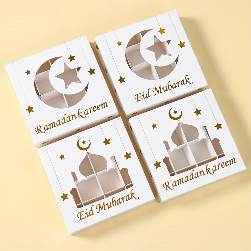 

2pcs Boîtes Cadeaux Élégantes pour Eid avec Estampage Doré - Design & Croissant Ramadan , Parfaites pour les Célébrations d'Eid Al-Fitr & Décor de Fête Musulmane