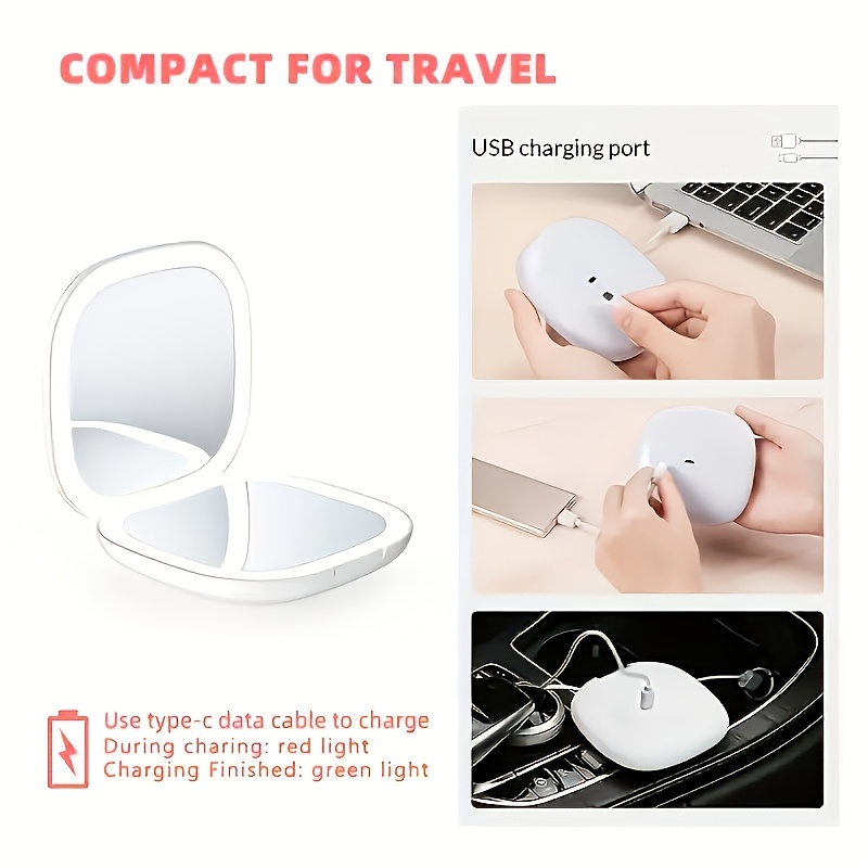 USB-Powered Touch-Control LED Makeup Mirror with 10x Magnification