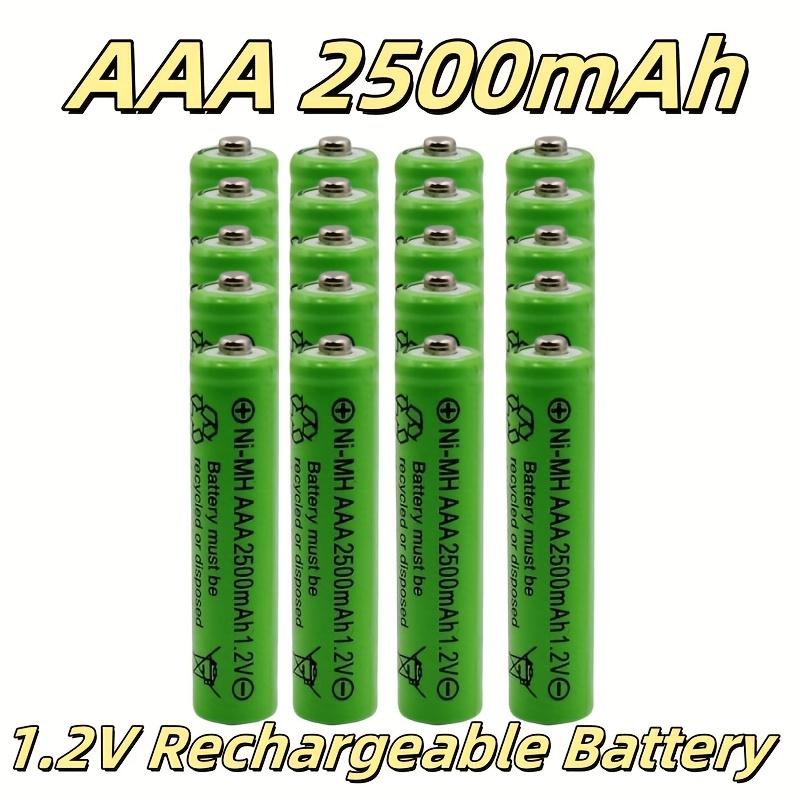 E-shop Hochkapazitäts 1,2V 2500mAh NI-MH AAA wiederaufladbare Batterien für Solarleuchten, kleine Autos, Mäuse, Uhren, Tastaturen, Radios,