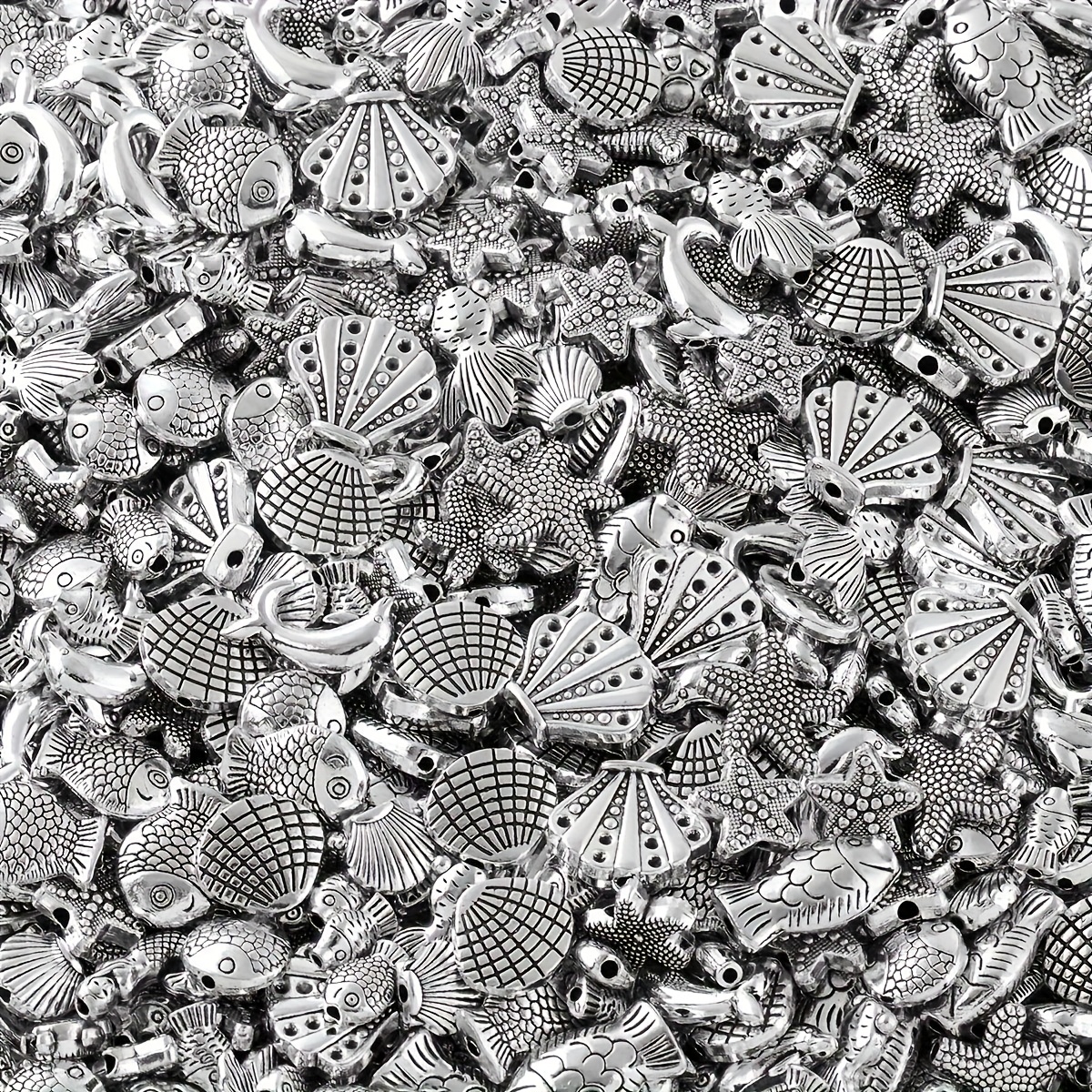 Image of 100pcs Random Styles Marine Style Spacer Beads Sea Turtle Spacer Beads Beads For Pendant Necklace Jewelry Craft Making Beads For Necklace Bracelet Earring Jewelry Making