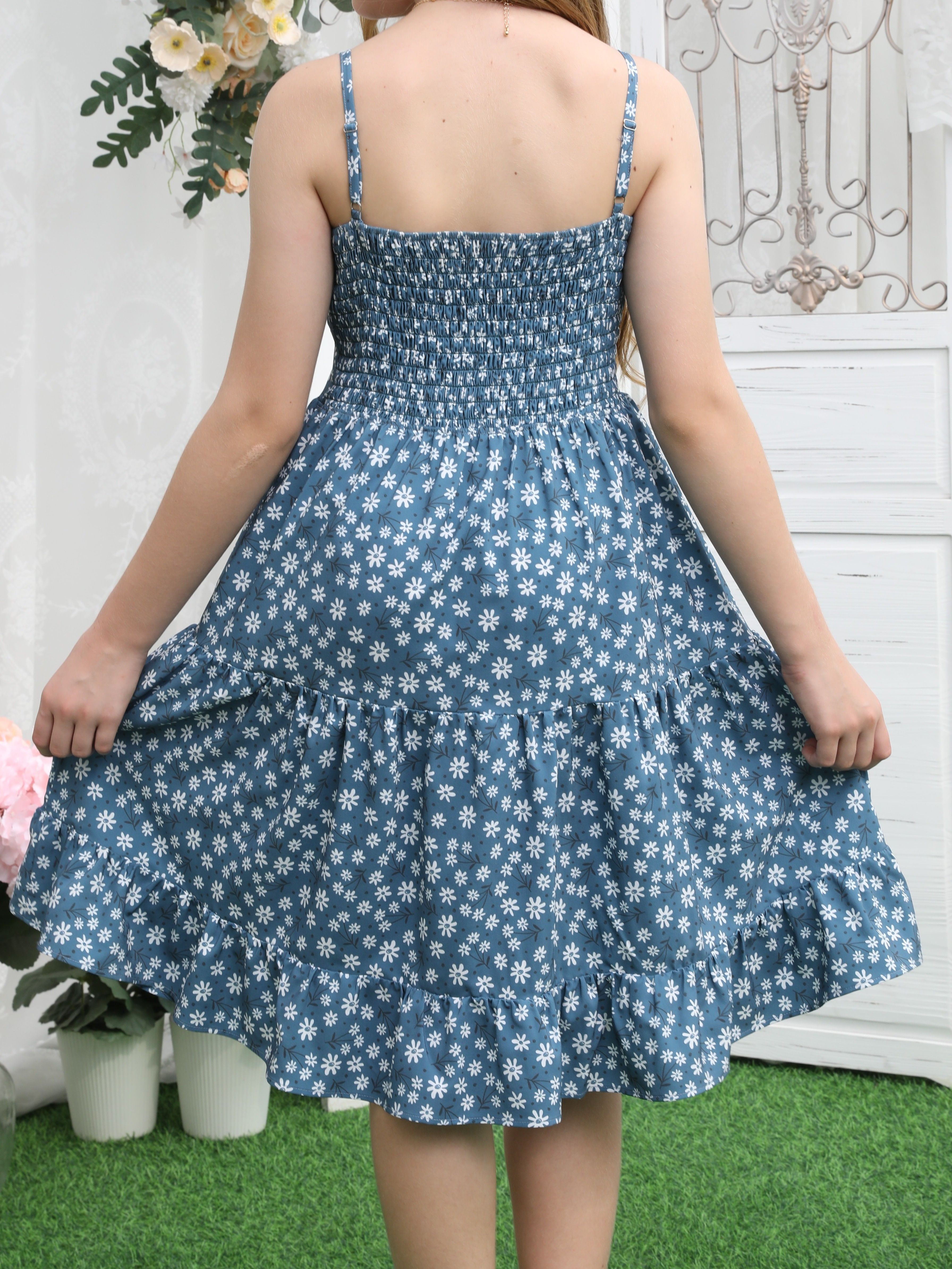 teen girls floral slip dress holiday casual a line cami - Temu Morocco