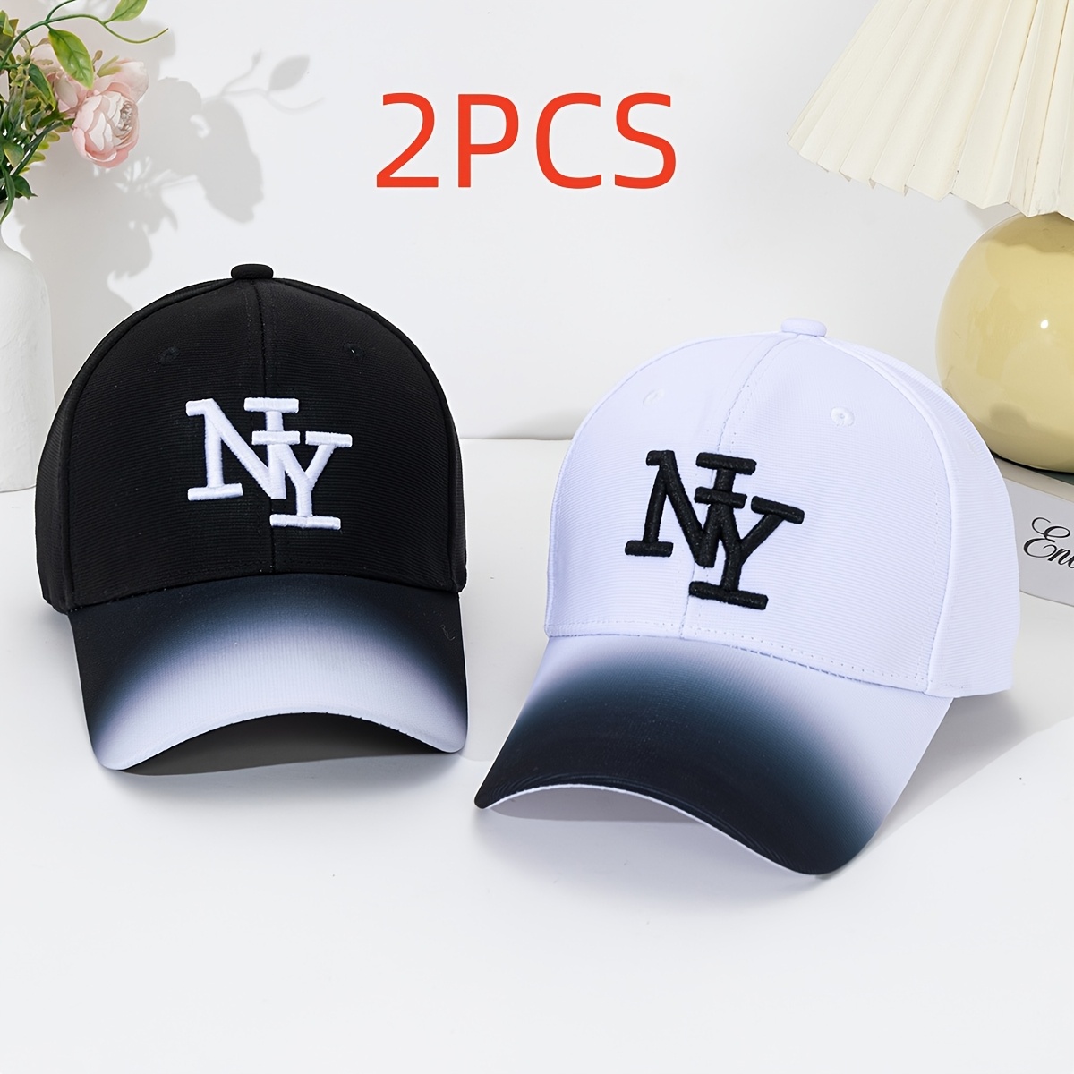 TEMU Ny Gradient Baseball Cap Compatible For - Lightweight Adjustable Snapback Hat With Embroidered Ny & Ombre Ny (//ny Color Gradient) - Casual