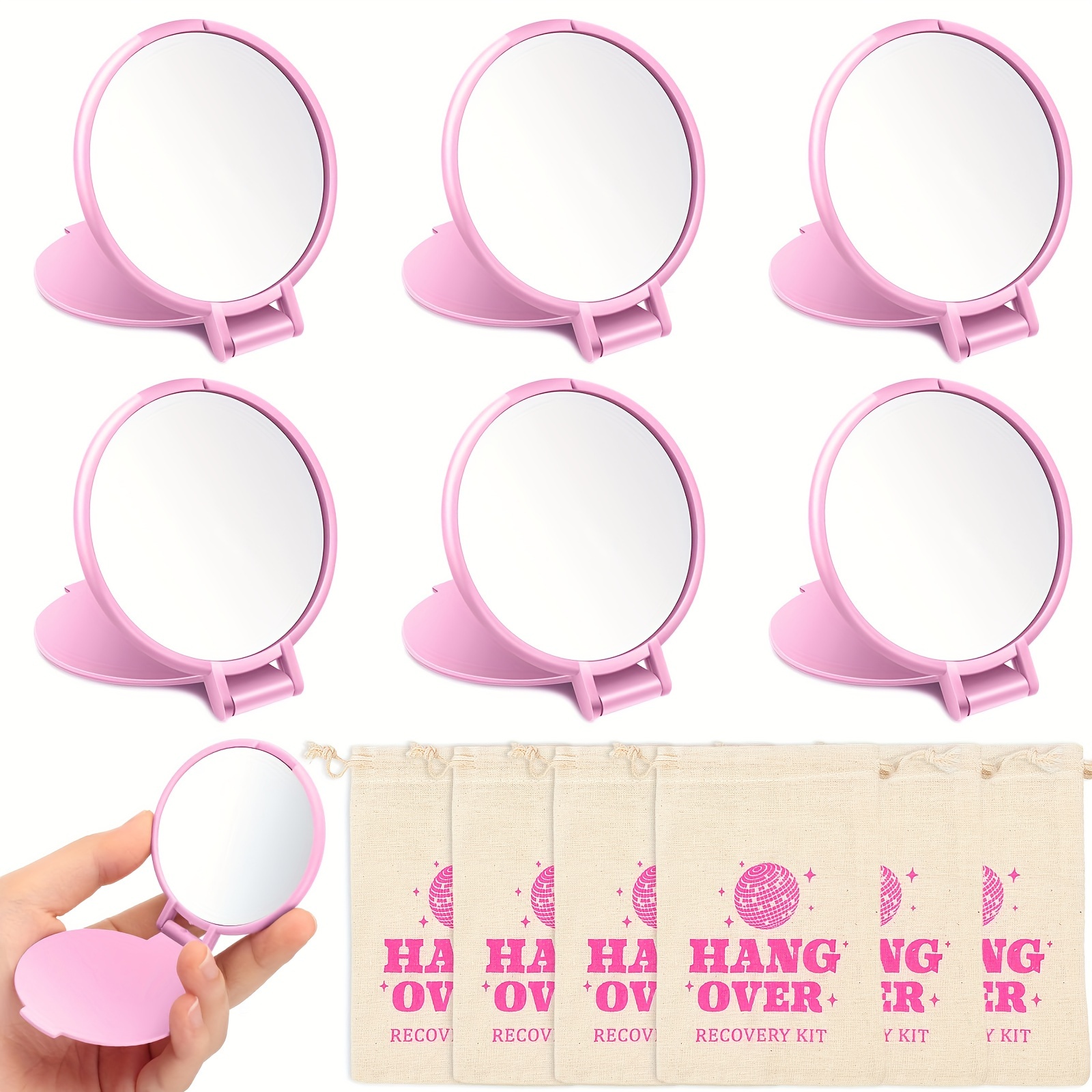 

12-pack Mini Compact Mirror With Drawstring Polyester Hangover Recovery Kit Bags - Bridal Shower Favors, Wedding Party Gifts, Bridesmaid Accessories