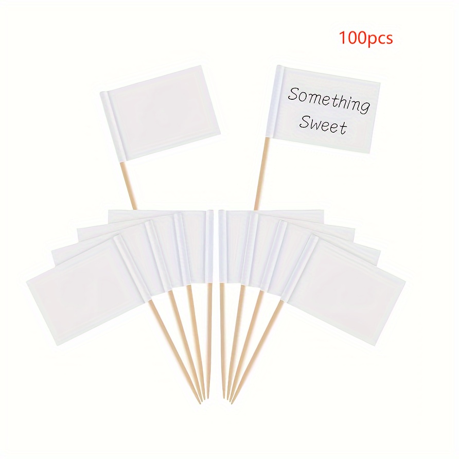 TEMU Plain White Toothpick Flags, Blank Diy Mini Toothpick Flags, Plain White Cupcake Toppers, Cocktail, Pizza, Bbq And Appetizer Decorations -