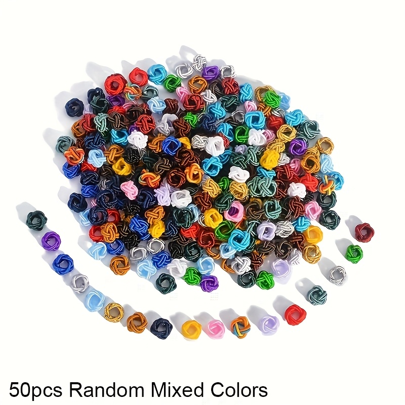 Image of 50pcs 8mm Random Mixed Colors Chinese Knot Pineapple Beads, Hand Woven Clasp, For Diy Bracelets, Craft Beads, Jewelry Making Supplies
