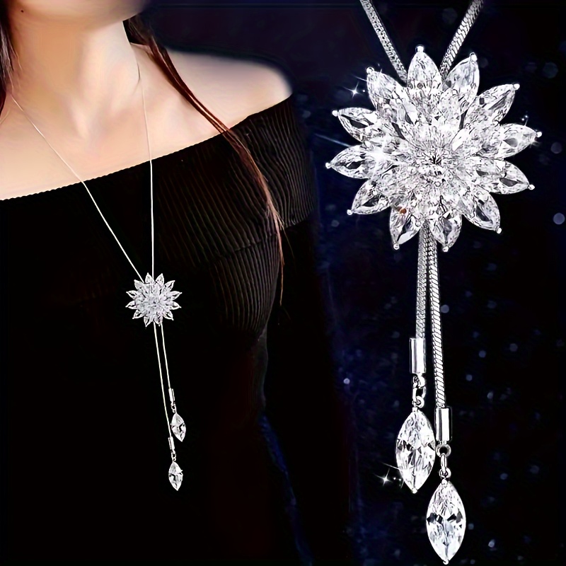 

Elegant Pendant Necklace - Sparkling Rhinestones, Zinc Alloy Material, Suitable For Daily And Party Wear