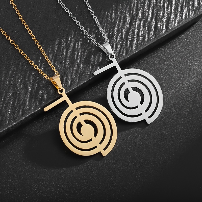Spiral Circle Pendant Necklace for Men