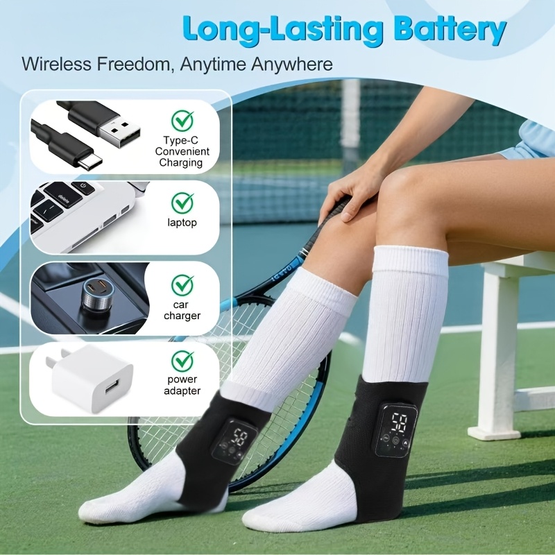 2pcs Wireless Foot And Ankle Massager, 3-speed Vibration + 3-level Heating, Lcd Screen, , Gift For Parents, Elders, , Birthday, Christmas Present