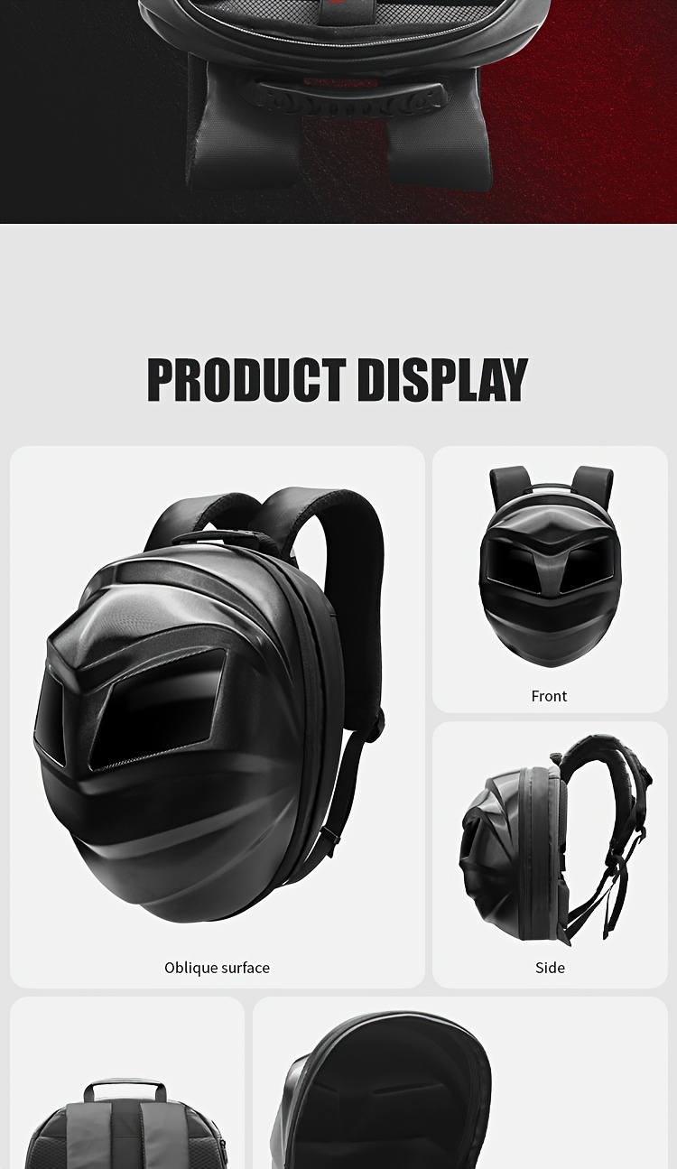 Sac à dos LED lumineux cool pour motards avec casque intégral, offrant une capacité de stockage super large