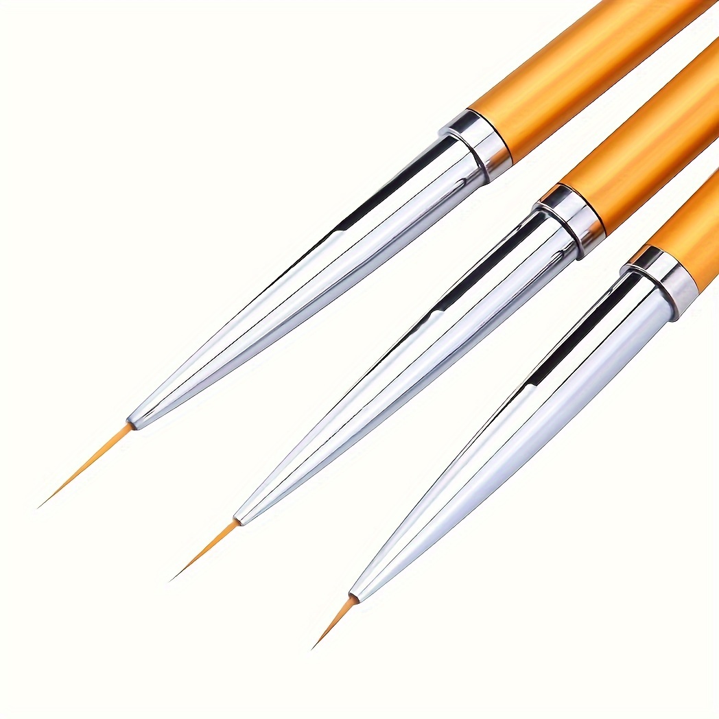 

3pcs Metal Fine Line Painting Brushes, Ultra-fine Professional Washable Art Pens, Precision Detail Brush Set For Artists And Nail Art