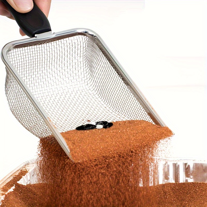 

Stainless Steel Cat , Fine Mesh Sifter Reptile Sand Substrate Shovel For Bedding And Feces Removal