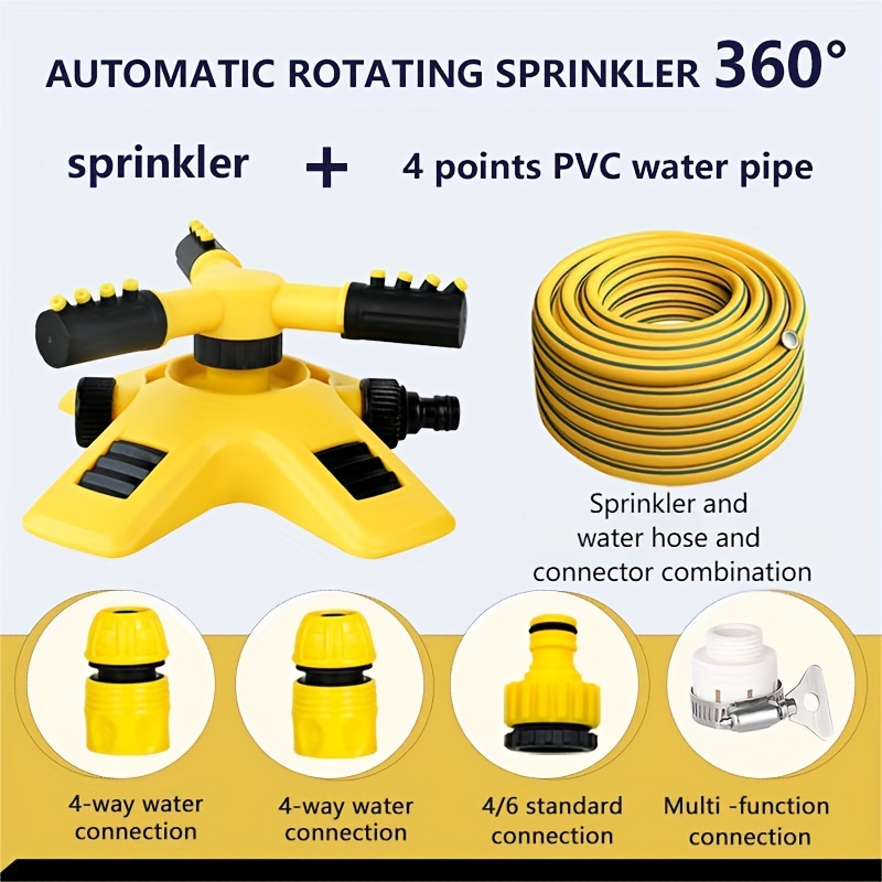 

360° Rotating Garden Sprinkler Set With Pvc Hose - Fit, Automatic Lawn Watering System For Efficient Irrigation Sprinklers For Lawn Garden Watering System