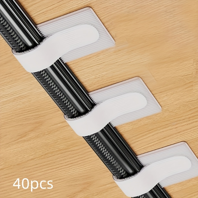 TEMU 40pcs Black White Gray Available, Cable Fixer Self-adhesive Wire Management Tool Cable Tie Wall Organizer Computer Cable Clip Network Cable