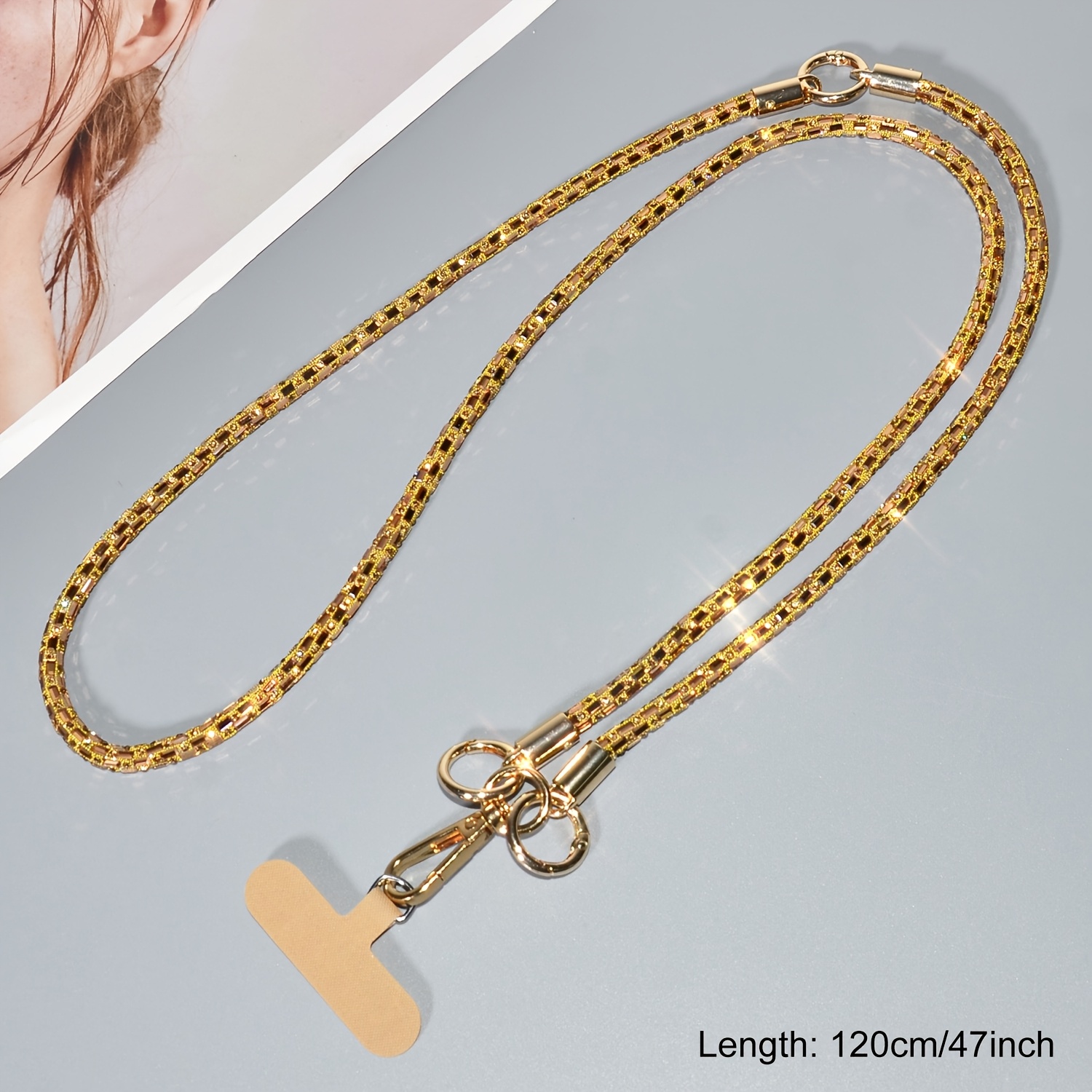 Image of 3in1 Diamond-studded Mobile Phone Case Chain, Exquisite Crossbody Lanyard, Neck And Wrist Rhinestone Anti-lost Chain, Luxury Square Flash Diamond Neck Lanyard And Shoulder Strap Detachable Lanyard