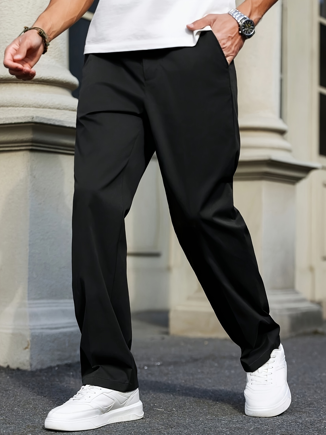 Pantalon De Tela Con Zapatillas Hombre Jeans Ajustados Elásticos