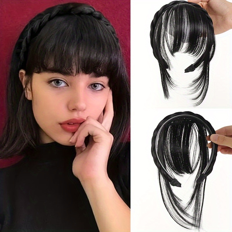 womens synthetic straight hair bangs with braided headband fashion hairpiece extension universal     hair accessory details 5