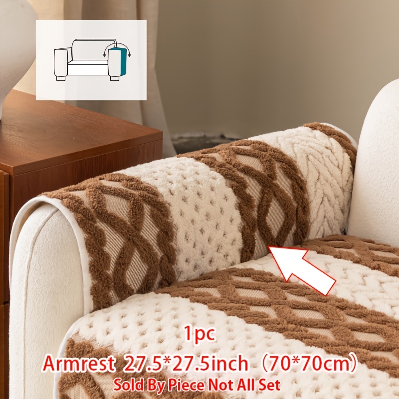 TEMU 1pc Shu Velvet Sofa Cover With Jacquard Technology, Non-slip And Pet-friendly Cushion. Machine Washable Decorative For Living Room And Bedroom,
