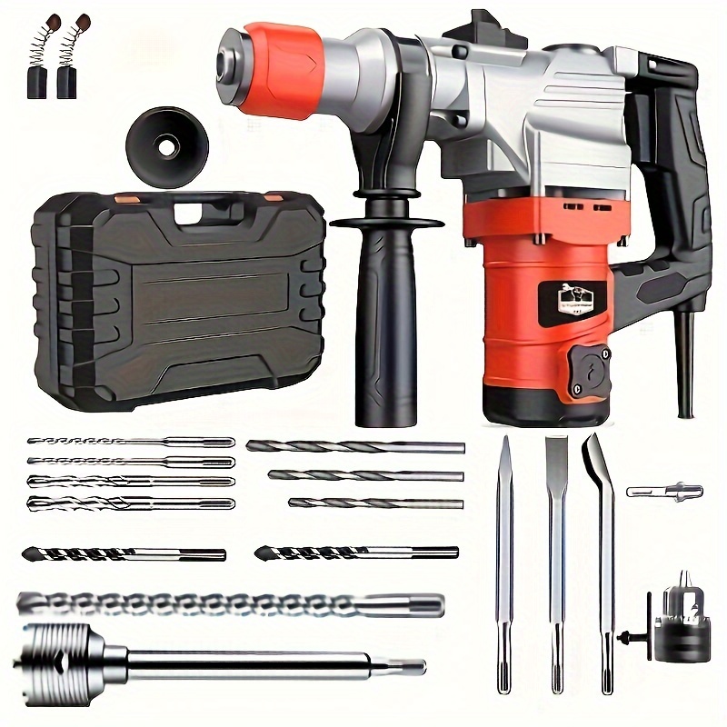 

1pc Heavy-duty Electric Hammer Drill, 110v Dual-purpose Power Tool, Industrial Grade Wall Demolition Tool, Multi-functional Electric Hammer Impact Drill