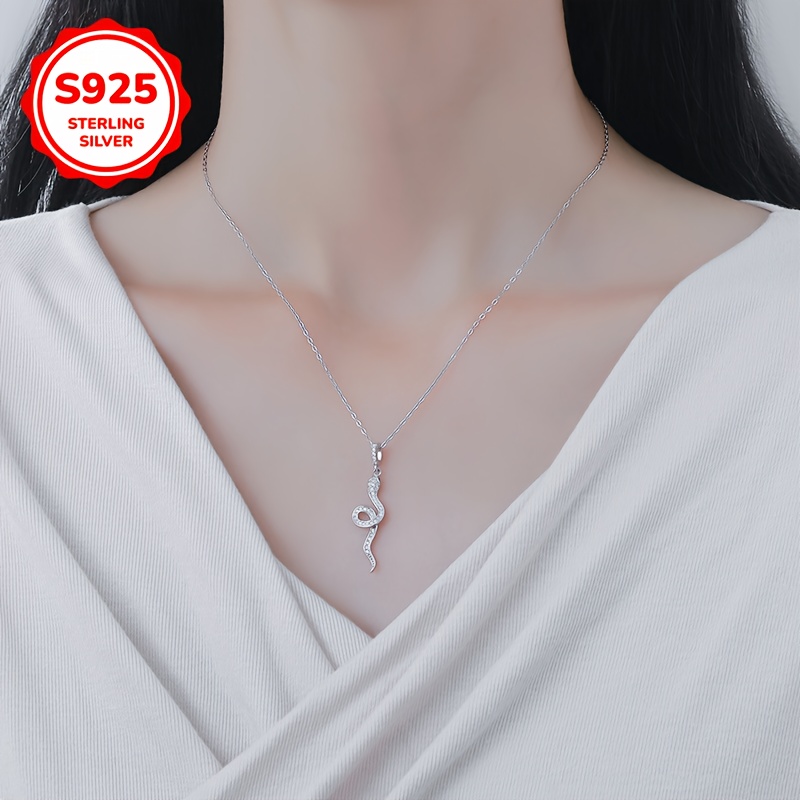 925 Hypoallergenic Stylish Snake Collarbone Chain Necklace for Women