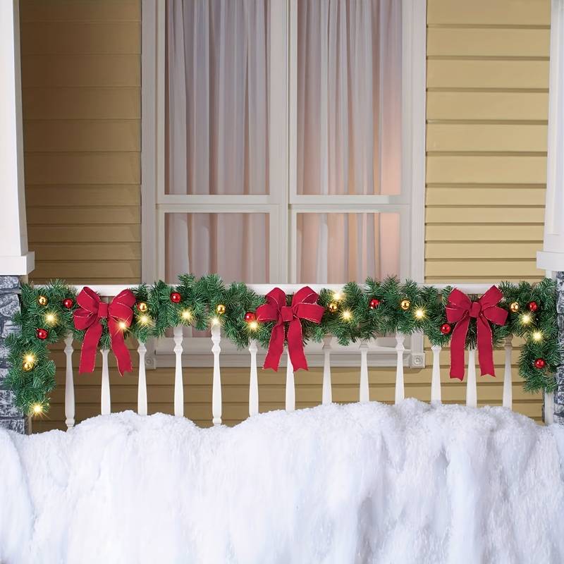 Guirlande De Noël Artificielle 1,74 M Avec Baies Rouges - Pour Cheminée, Salon, Extérieur