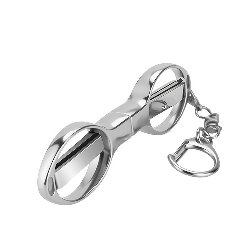 TEMU 1/2 Stainless Steel Portable Mini Scissors, Metal Handle, Foldable With Key Chain Buckle, Multi-functional Pocket Small Scissors For Travel,
