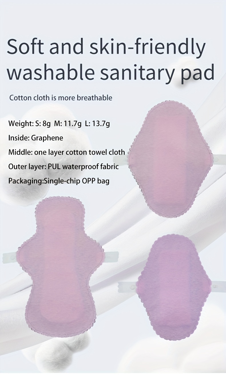 3pcs Menstrual Pads Size S M L Easy To Absorb Graphene Pantyliner