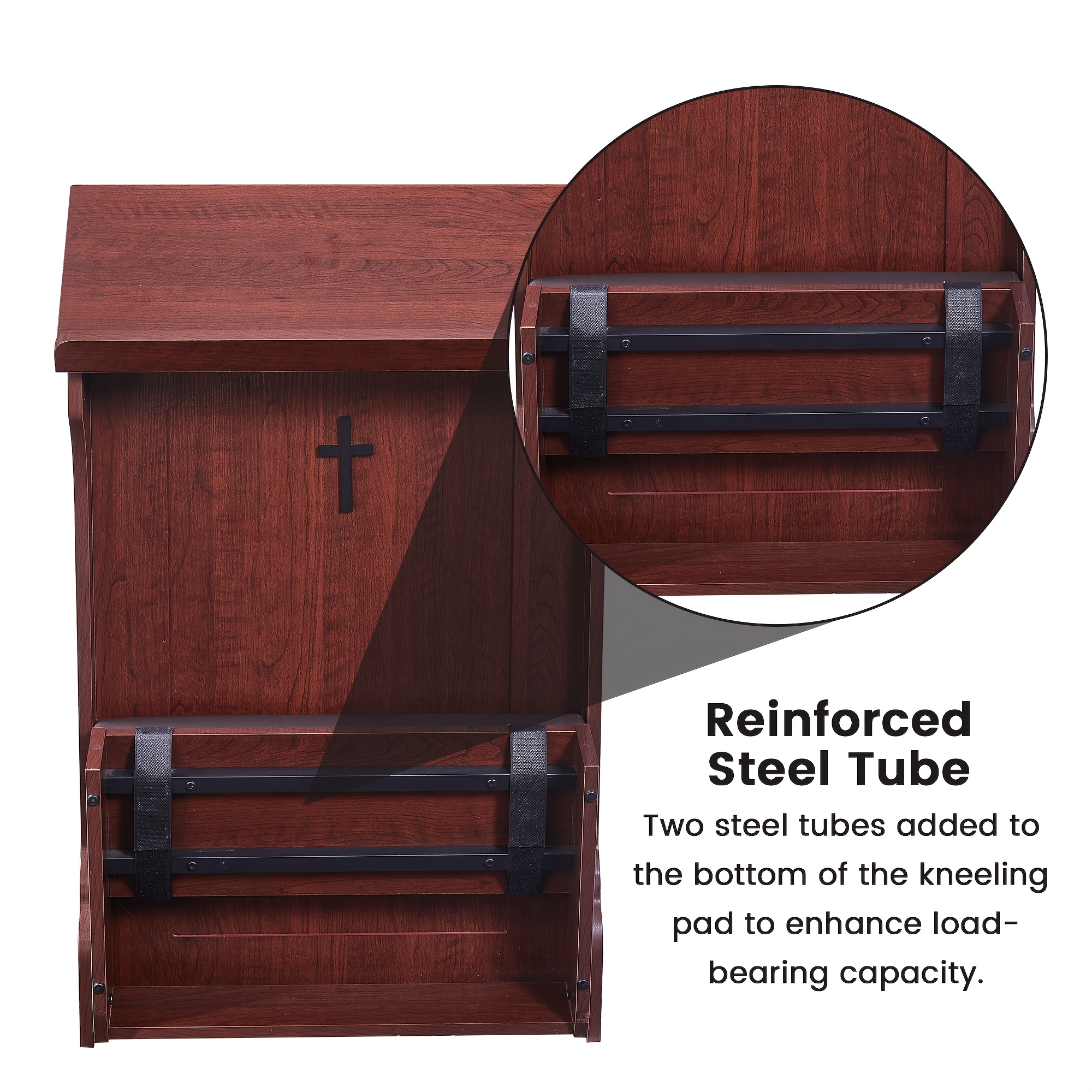 Traditional Wooden Kneeling Prayer Stool with Padded Bench And Bible Stand-36-Inch Church-Style Prayer Station, Suitable for Homes, Small Chapels, And Religious Worship. Prayer Stool Kneeling Pad, for Home Wooden Kneeling Pad, Church Kneeling Stool