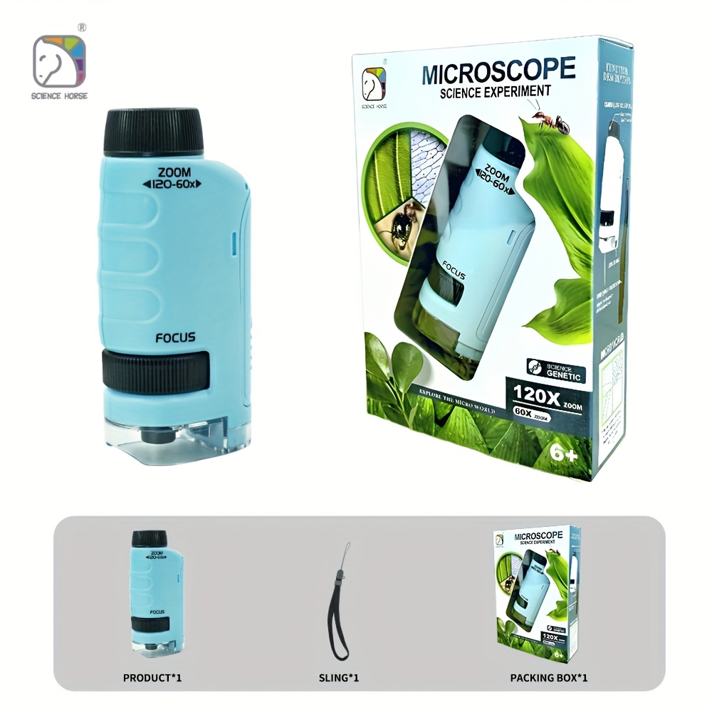 item picture   kids portable microscope zoom 60x 120x handheld mini microscope for stem and science toys led pocket microscope   microscope gift for girls and boys over