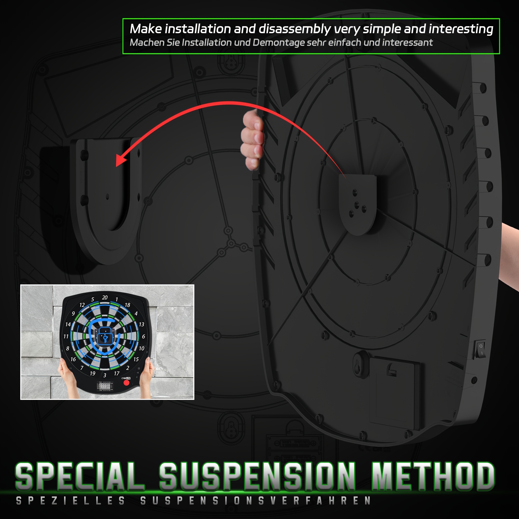 Cyeelife electronic soft dart target with 12 soft pointed darts, switching between three languages, and multiple game modes