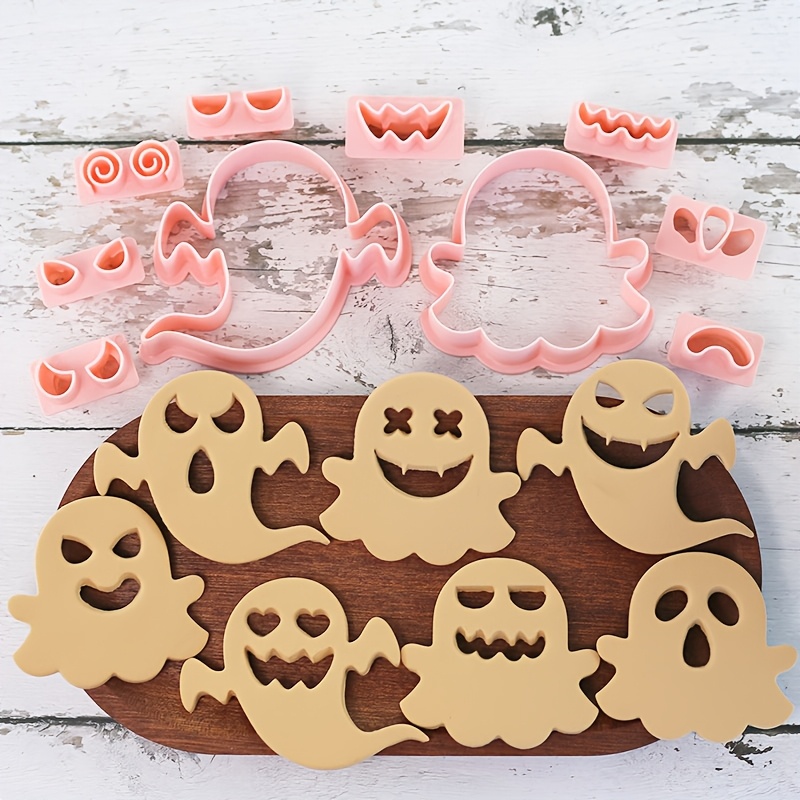 TEMU 10pcs Halloween Cookie Cutters Set, 3d Spooky Biscuit Molds With Eyes Nose Mouth Molds, Fondant Cake Pastry Baking Molds For Halloween Party