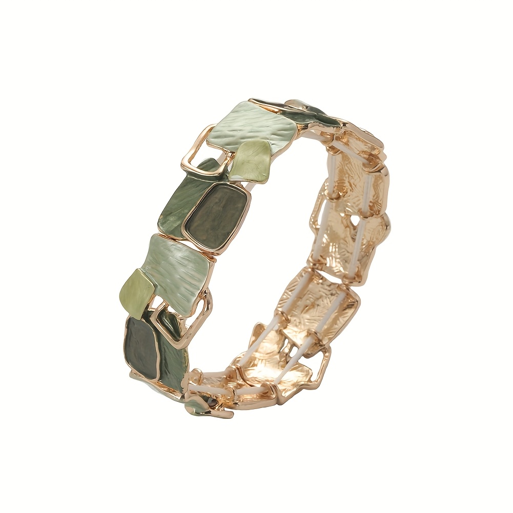 E-shop 1 Armband Geometrische Runde Stickerei Zinklegierung Emaille Tropfenöl Handwerk Armband Schmuck Einfach Beliebt Grün Retro Elegant Literarisch