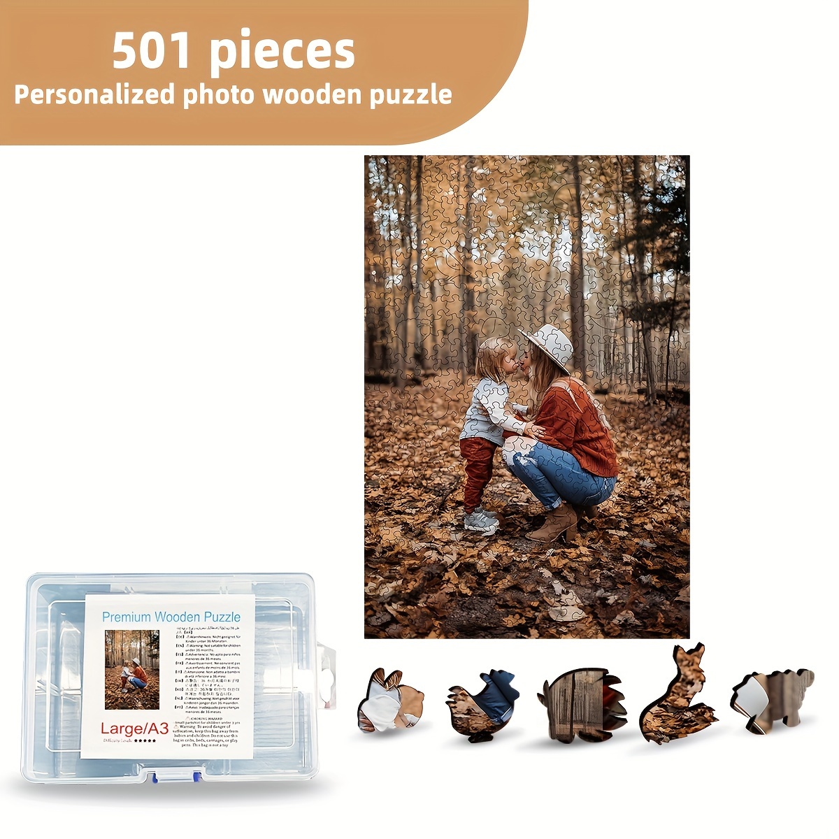 

Custom Photo Wooden Puzzle 501 Pieces - Unique Animal Shaped Interlocking Pieces, Personalized Gift Idea, Irregular Wood For Adults, Ideal For Celebrations And