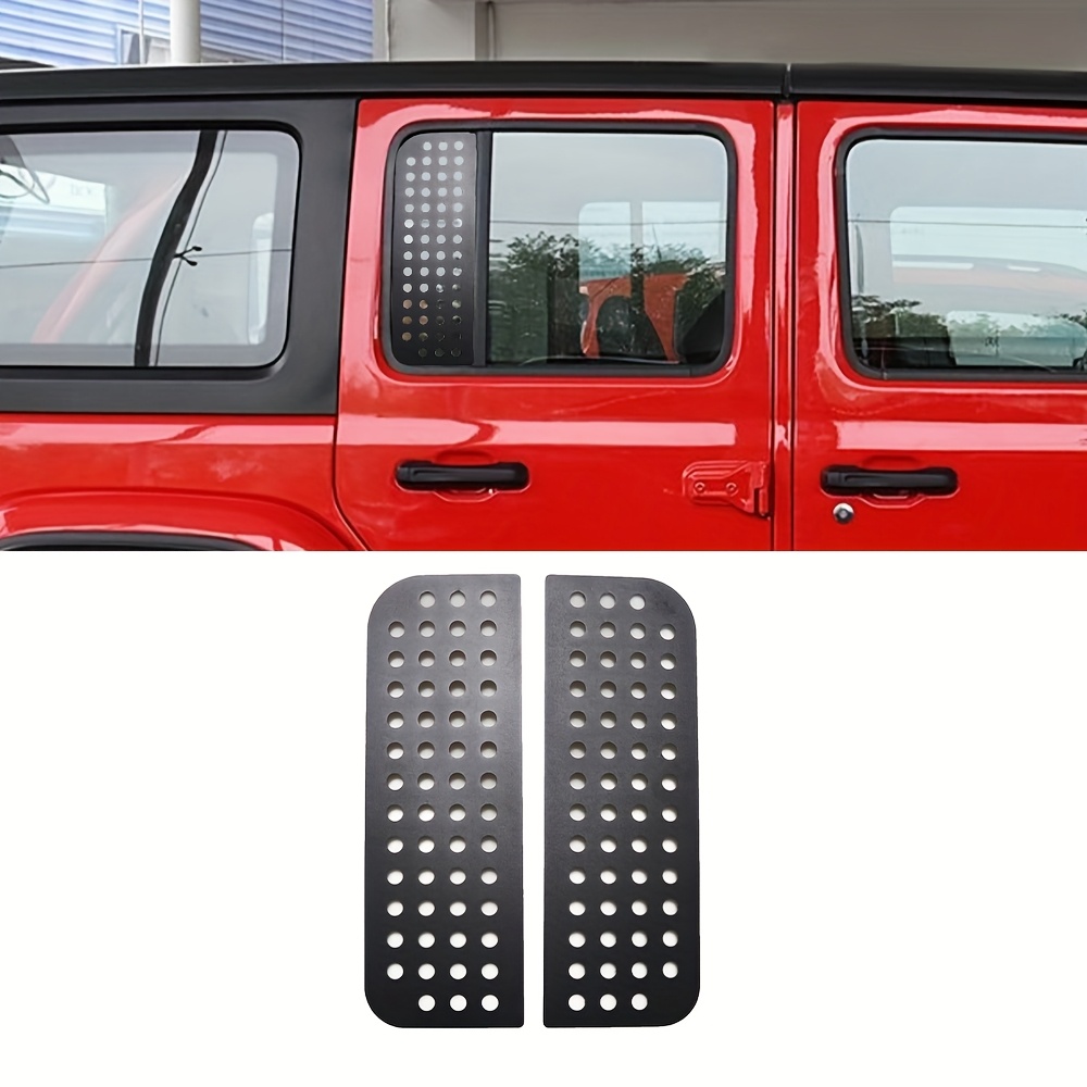 TEMU 2pcs Aluminum Alloy Rear Small Window Trim Panel, Compatible For 2018-2021 For For Wrangler Jl 4-door Black Scratch Resistant Guard With Polished Finish, No-drill Exterior Accessories