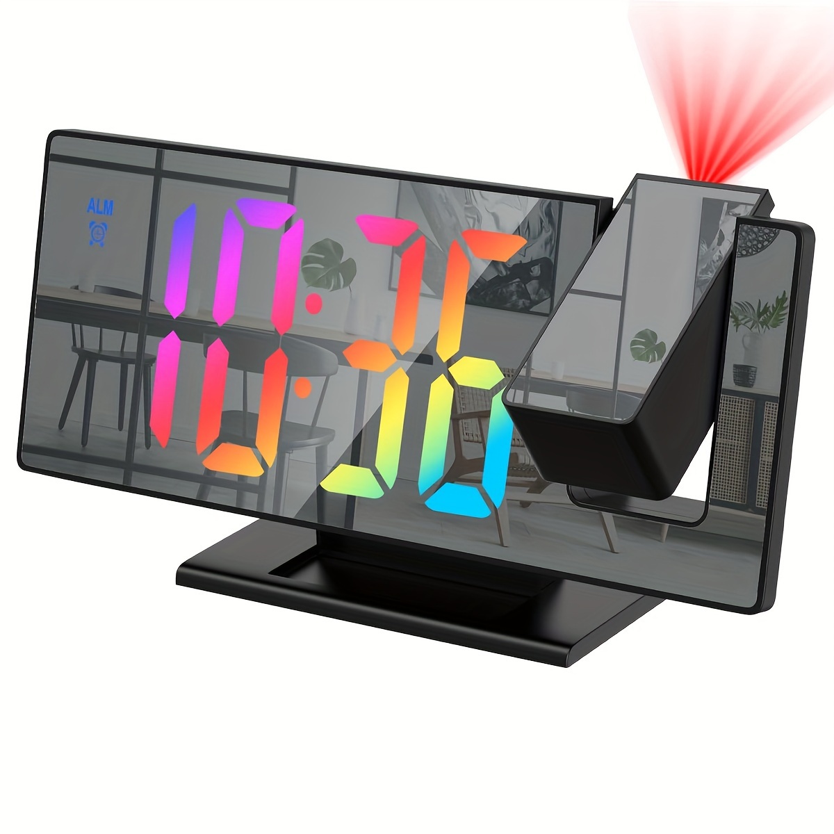 TEMU Digital Alarm Clock With Large Led Mirror Screen, Temperature, Bedroom Date-project Time And Alarm Clock
