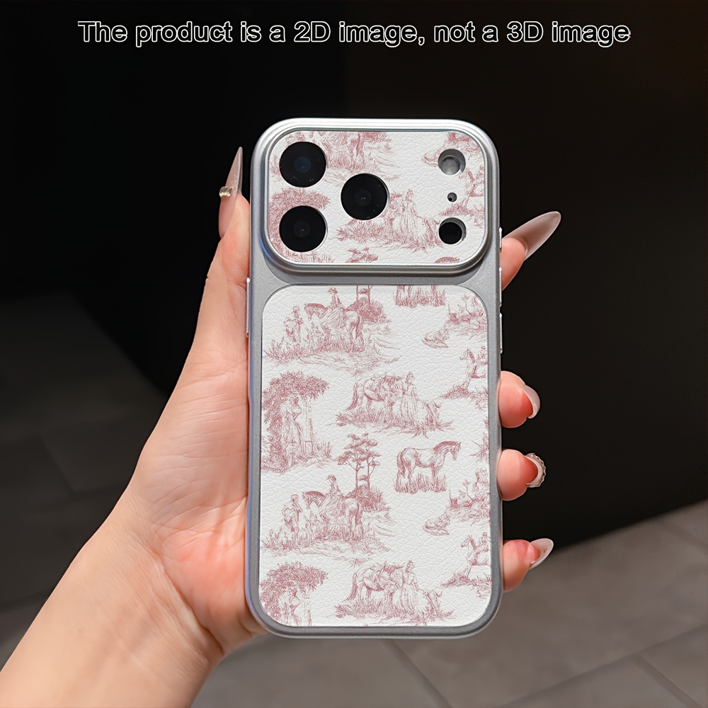 TEMU Чохол для телефону: Рожевий Toile De 2D , підходить для iPhone 17 17e 16e 16 15 14 13 12 11 Pro Max Air XR XS X 7 8 Plus, шпону, м'який задній