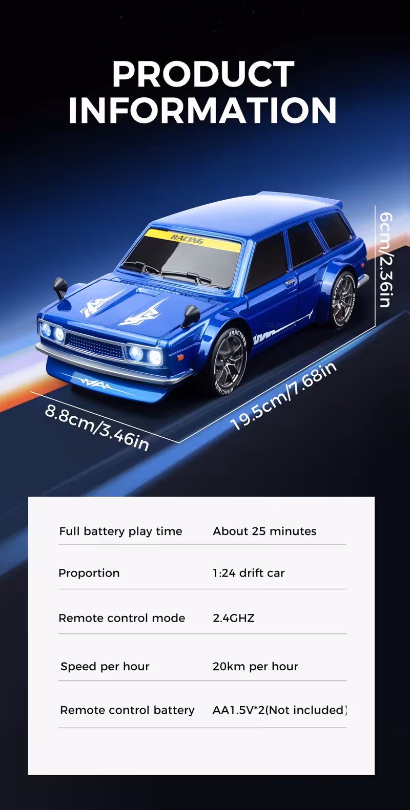 1 24 4ghz full proportional 4wd car model with led lights suitable birthday gifts and holiday gifts Product details 6