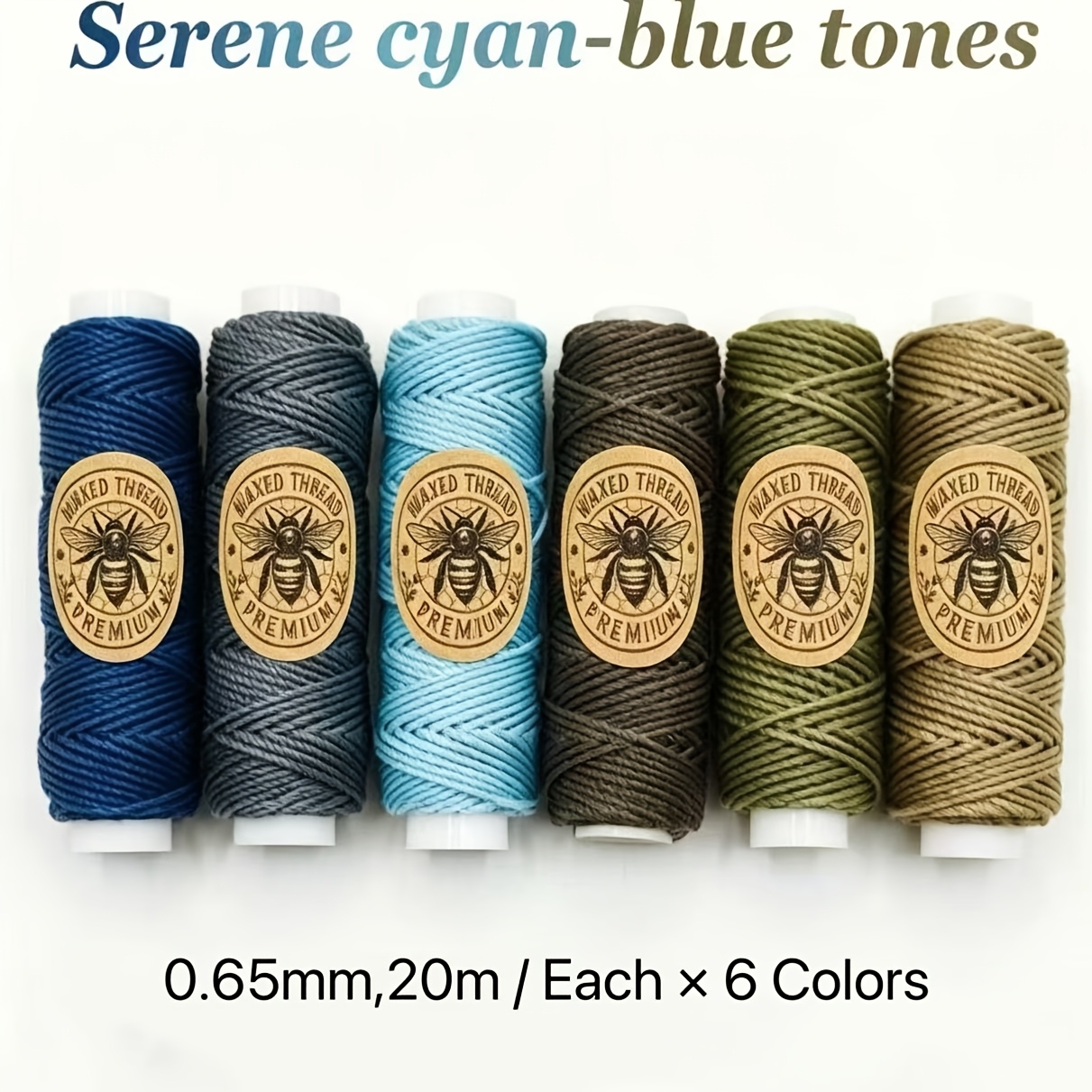 TEMU 6 Rotoli di Filo Multiuso in Cera d'Api - 0,65 mm (20 m per Rotolo), per Braccialetti e Portafogli a Maglia, Cucito, Artigianato, Macram矇 e a ,