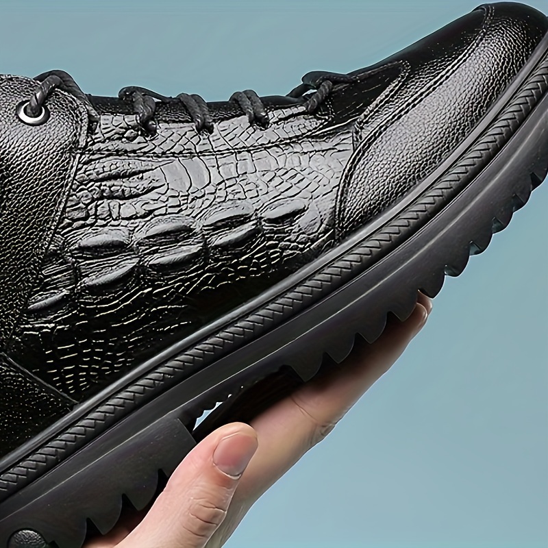 OLLOUM 2023 New Crocodile Print Sneakers, Non-Slip Casual Comfortable  Shoes, Casual Air Cushion Shoes for Men (Color : Black, Size : 12.5)