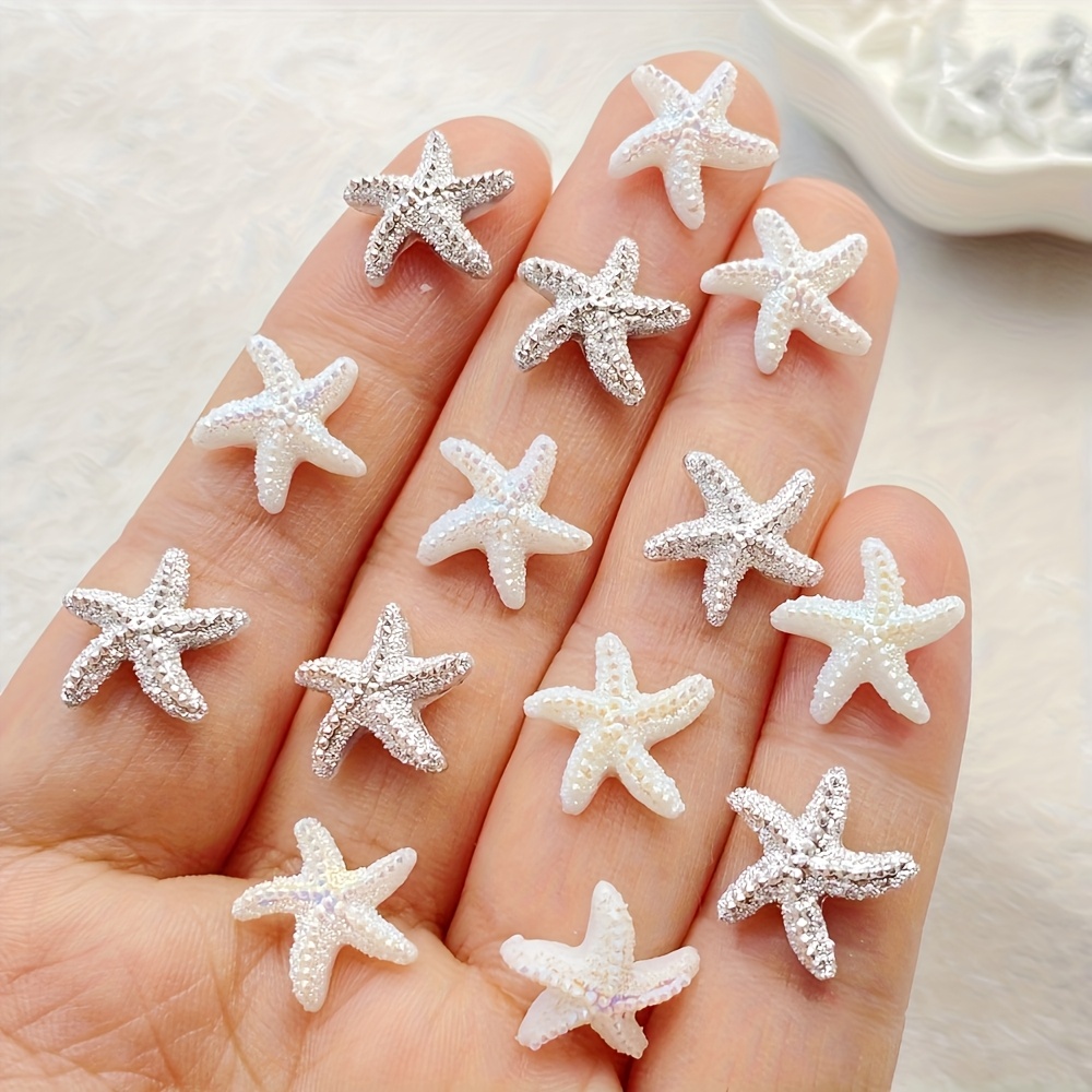 40/68pcs Mixed Color Resin Starfish Rhinestones - Flat Back For Diy Crafts, Wedding Decor, Nail Art & Scrapbooking