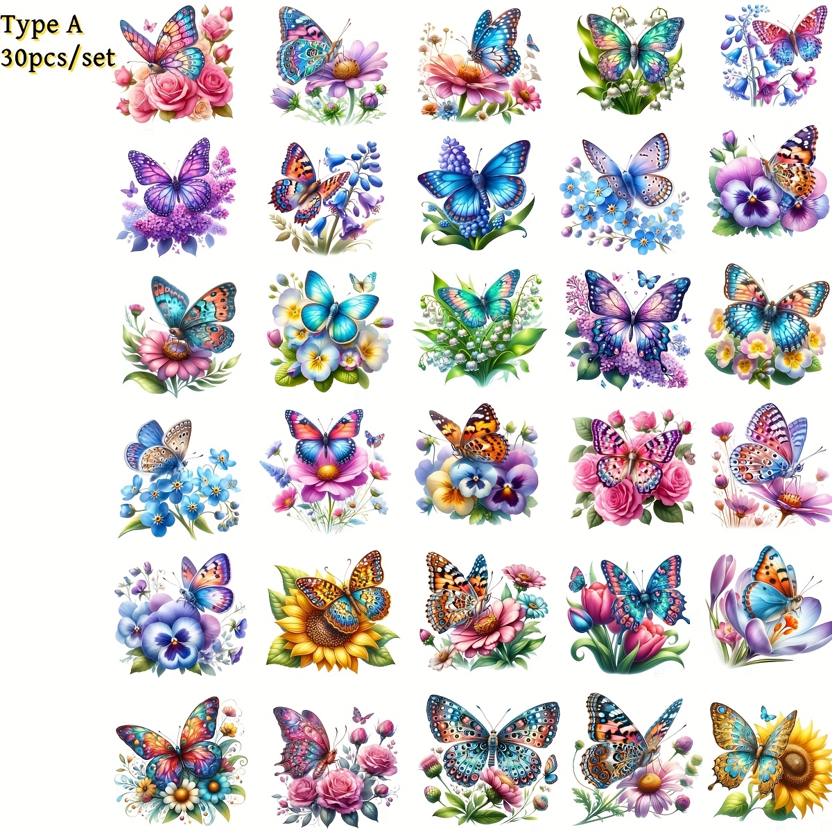 Image of 30pcs/set Handmade Creative Retro Spring Watercolor Flower Series High Quality Stickers Suitable For Garbage Diary Notebook Decoration Manual Account Diy Cutting Book Stickers