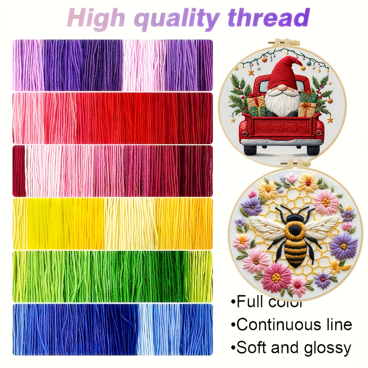 Adult Beginner Embroidery Kit with Canvas and Tools