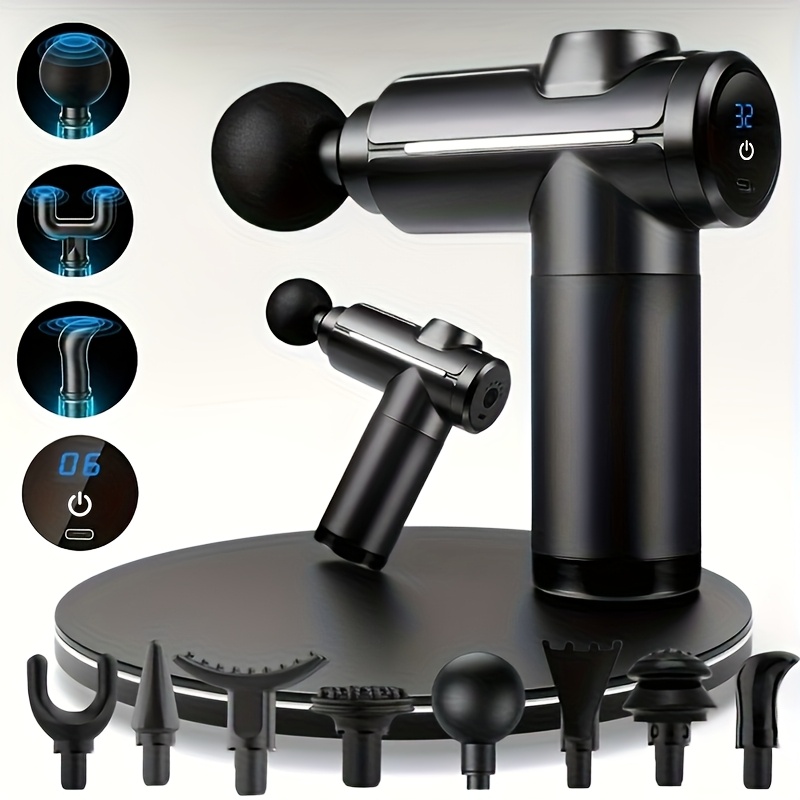electric massager with 8 massage heads 1200mah usb rechargeable battery portable deep tissue   for neck shoulder back leg     ideal gift for men women massage tools ergonomic handle   build fitness enthusiasts   durable construction office workers