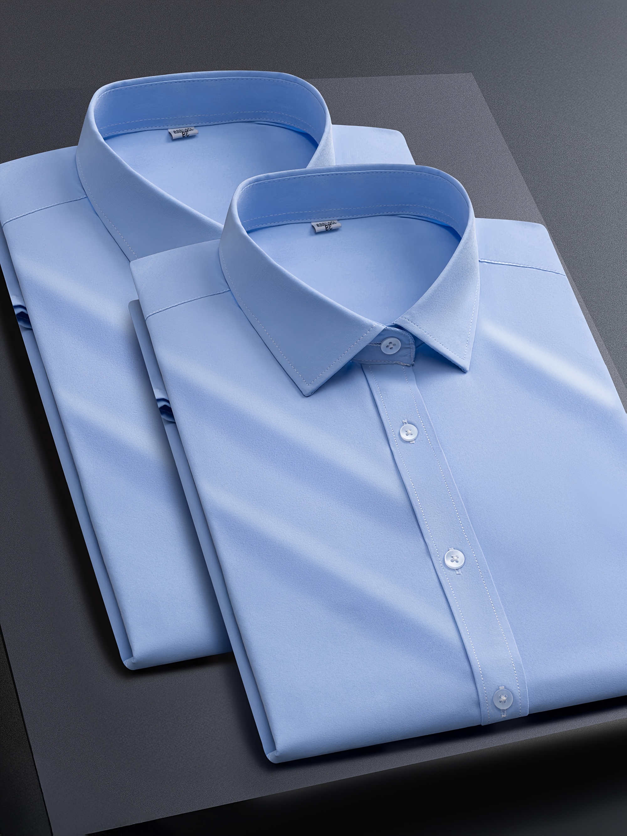 Conjunto de 2 camisas de manga larga para hombre, elásticas, ideales para negocios y ocasiones formales, sin arrugas, se pueden usar de forma casual o para ir al trabajo.