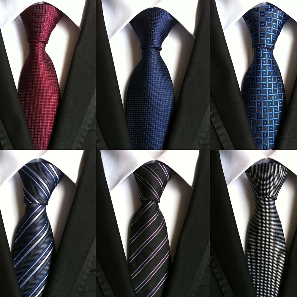 

6pcs Classic Men's Silk Tie Necktie, Woven Neck Ties