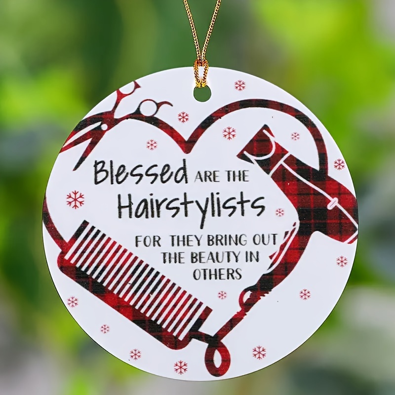 

Colorful Hair Stylist Appreciation Acrylic Ornament - 3.14in Round Hanging Decor With Design Tools, Perfect Gift For Hairstylists & Beauticians, Ideal For Home & Holiday Decor