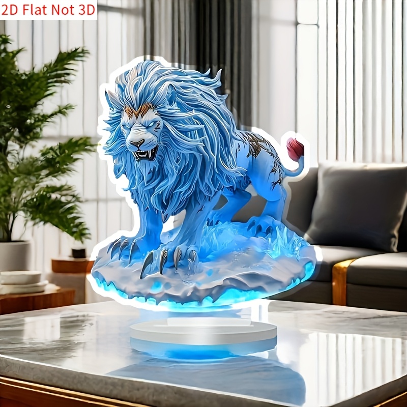 

2d Flat Acrylic Lion Statue, , 8"x7", Multifunctional, Tabletop, Animal Theme, No Text, 2d Plane Craft Effect, With Bohemian Decoration, For Home, Office, Cafe