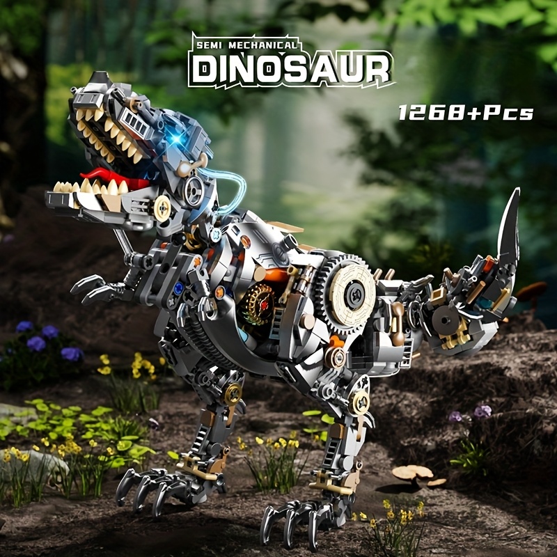 1268pcs creative series technical   mechanical dinosaur building blocks bricks   animal with display stand model adult assembly toy birthday gift 0