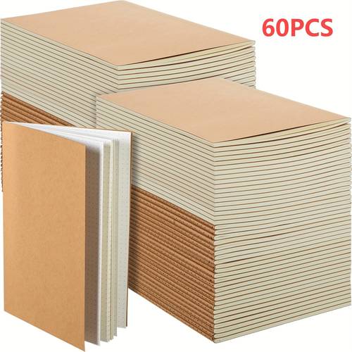 10pcs 40pcs 60pcs a5 brown notebooks 8 3x5 5 page diaries dotted ruled ideal for camps travelers office supplies perfect christmas journaling blank page notebook dotted ruled notebook